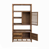 Chinese Elm Wood Brown Open Display Bookcase Cabinet cs4546S