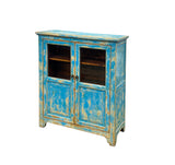 Shabby Chic Turquoise Blue Half-Glass Doors Medium Size Cabinet cs5382NS