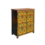 Chinese Tibetan Treasure Color Flower Graphic Credenza Storage Cabinet cs7400S