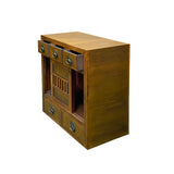 Natural Wood Zen Japanese 2 Sides Access Tansu Chest Cabinet cs7672S