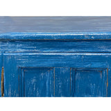 Distressed Blue Lacquer Slim Narrow Single Door Side Cabinet Chest cs7674S