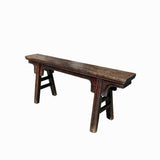 Vintage Raw Brown Rural Village Rustic Slim Wood Seating Bench cs7696S
