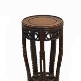 Chinese Oriental Round Brown Ru Yi 5 Legs Plant Stand Pedestal Table cs7710S