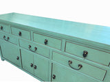 Chinese Turquoise Blue 7 Drawers Sideboard Buffet Credenza Table Cabinet cs7735S