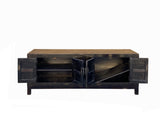 Vintage Oriental Distressed Flower Vases Black Low TV Console Cabinet cs7741S