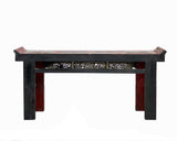 Chinese Vintage Brick Red Golden Carving Long Altar Console Table cs7756S