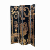 Chinese Black Base Golden Vases Pedestal Theme Floor Screen Divider cs7781S