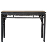 Chinese Vintage Black Golden Carving Motif Tall Altar Console Table cs7784S