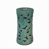 Ceramic Clay Turquoise Cloud Scroll Round Tall Pedestal Table Display Stand cs7785S