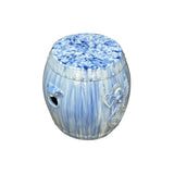 Chinese White Blue Glaze Bat Fortune Coin Pattern Round Ceramic Garden Stool cs7809S