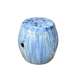 Chinese White Blue Glaze Bat Fortune Coin Pattern Round Ceramic Garden Stool cs7813S