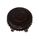 6.75" Chinese Dark Brown Wood Round Table Top Vase Stand Display Easel ws3307BS