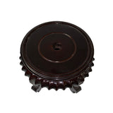 6" Chinese Dark Brown Wood Round Table Top Vase Stand Display Easel ws3307S