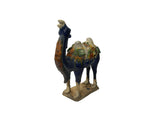 Oriental Ceramic Sancai Dark Blue Brown Beige Fengshui Artistic Camel Figure GB883S