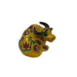 Handmade Yellow Small Ceramic Artistic Ox Buffalo Figure Display Art ws3237S