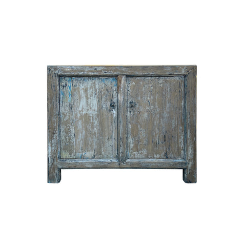 Distressed Tan Blue 2 Doors Credenza Sideboard Console Table Cabinet ws4495S