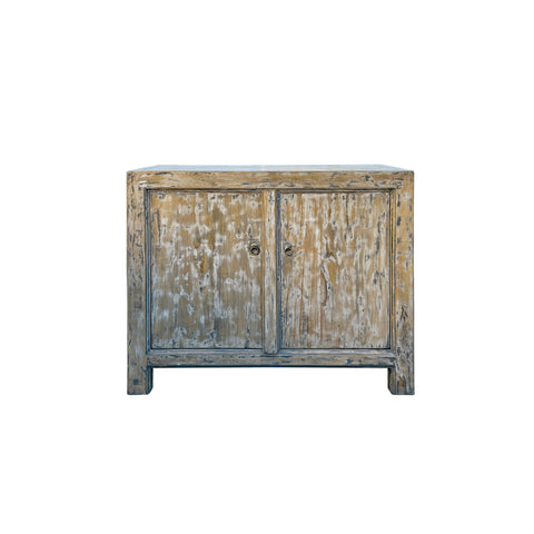 Distressed Tan White 2 Doors Credenza Sideboard Console Table Cabinet ws4494S