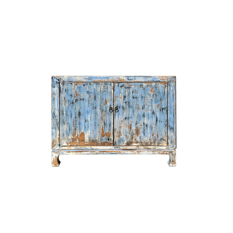 Distressed Blue 2 Doors Credenza Sideboard Console Table Cabinet ws4467S