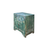 Oriental Distressed Teal Blue Green End Table Nightstand Chest ws4410S