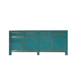 Oriental Distressed Teal Blue Credenza Sideboard Buffet Table Cabinet ws4408S