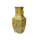 Hand Crafted Vintage Chinese Bright Yellow Flower Birds Porcelain Vase JK196S