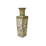 Hand Crafted Vintage Chinese Yellow White Flower Birds Porcelain Vase JK197S
