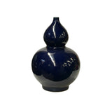 Vintage Dark Navy Blue Glaze Gourd Shape Pottery Ceramic Pot Vase JK226S
