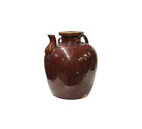 Vintage Earthy Dark Brown Village Rural Pottery Ceramic Pot Vase JK229S