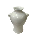 Off White Glaze Elephant Head Rings Slim Round Porcelain Art Vase JK235S
