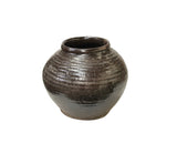 Vintage Earthy Rustic Brown Black Village Rural Pottery Ceramic Pot Vase JK236S