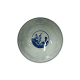 Chinese Blue White People Scenery Graphic Porcelain Bowl Display Art jk284S