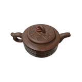 Vintage Brown Round Shape Coin Pattern Zisha Clay Teapot Art Display JK296S