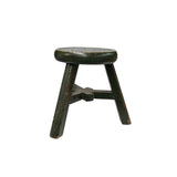 Rustic Distressed Dark Green Round Top Tri-Legs Small Short Stool Table Stand JK319S