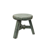 Rustic Distressed Gray Round Top Tri-Legs Small Short Stool Table Stand JK321S