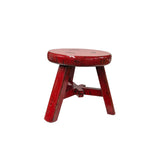 Rustic Distressed Red Round Top Tri-Legs Small Short Stool Table Stand JK323S
