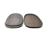 Chinese Characters Engraved Oval Shape Box Ink Stone Inkwell Pad JK337S