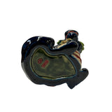 Navy Blue Small Ceramic Artistic Ox Buffalo  Figure Display Art ws3239S