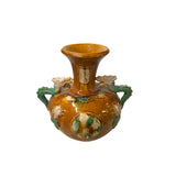 Oriental Tri-Color Glaze Dragon Handle Pottery Ceramic Art Vase ws4518S