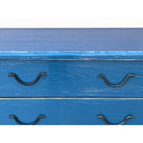 Rough Wood Blue Lacquer 2 Drawers Sideboard Credenza Table Cabinet ws3291S