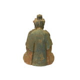 Rustic Wood Sitting Bodhisattva Kwan Yin Tara Buddha Statue ws3243S