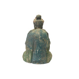 Rustic Wood Sitting Bodhisattva Kwan Yin Green Dress Buddha Statue ws3244S
