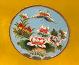 Chinese Wood Square Distressed Yellow Lotus Graphic Handle Bucket ws3509S