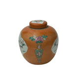 Oriental Orange Base People Graphic Porcelain Round Jar ws4784S