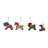 Set 4 Chinese Oriental Fabric Artistic Horse Miniature Figure Art ws3305S