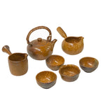 Set 7 Pieces Ceramic Copper Color Glaze Teapot Teacups Deco Display ws3301S