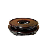 7.5" Dark Brown Round Open Fretwork Display Stand Riser Easel st1003S