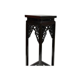 4.75" Dark Brown Scroll Pattern Square Tall Slim Wood Display Stand Riser st1058BS