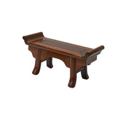 8" Chinese Light Brown Altar Point Edge Shape Accent Wood Display Stand st1207S