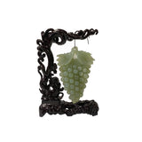 Chinese Natural Stone Grapes Shape Wood Stand Display Art ws3250S
