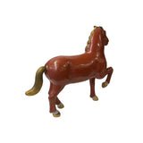 Vintage Chinese Metal Brick Red Golden Tail Fengshui Horse Figure ws3278S